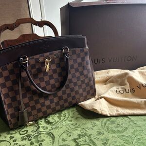 Louis Vuitton Damier Ebene Rivoli MM Structured Tote with Gold Hardware